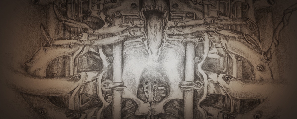 detail of drawing titled necrophagus
